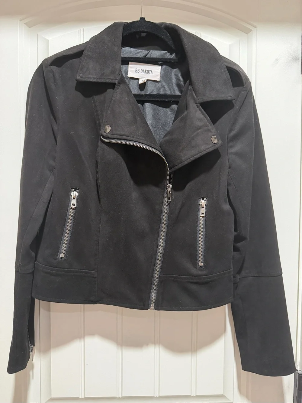 BB Dakota Not Your Baby Faux Suede Moto Jacket - Black - S